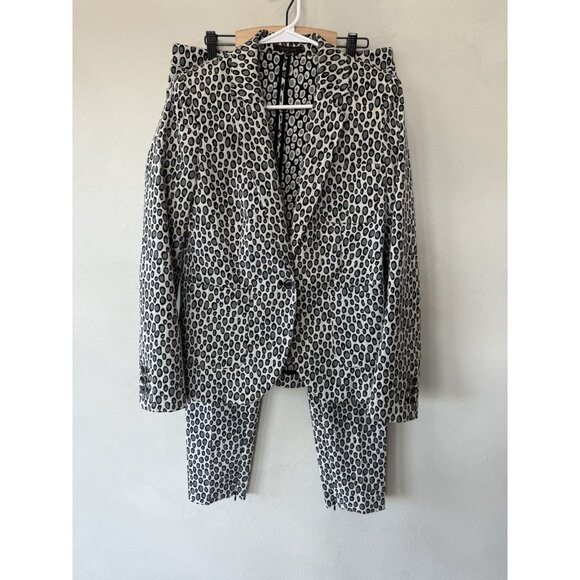 Rachel Zoe Pants Suit Blazer Top Shirt Set 8 10 Gray Black Polka Dot Trouser - Picture 1 of 7